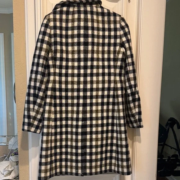 J. Crew Black and White Checkered Pea Coat with Gold Buttons - Picture 7 of 7